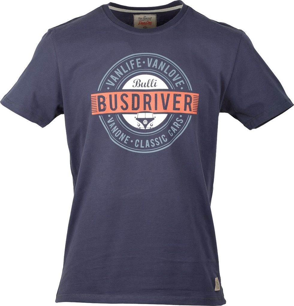 Herren T-Shirt VW Bulli »BUSDRIVER« Navy Blau Weiß Rot