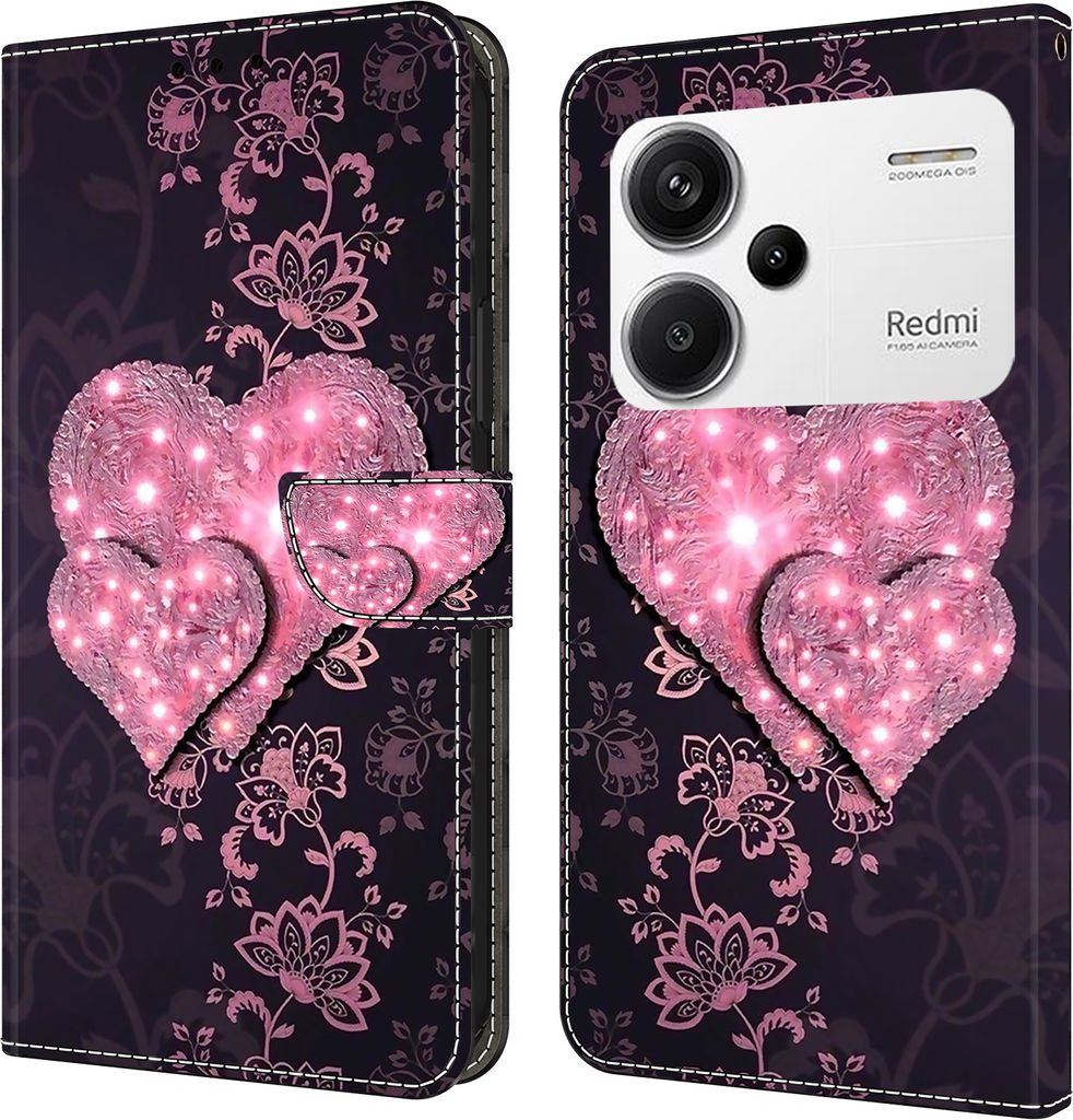 CLM-Tech Handyhülle kompatibel mit Xiaomi Redmi Note 13 Pro+ 5G / Redmi Note 13 Pro Plus 5G Hülle - Tasche aus Kunstleder - Klapphülle mit Stän...