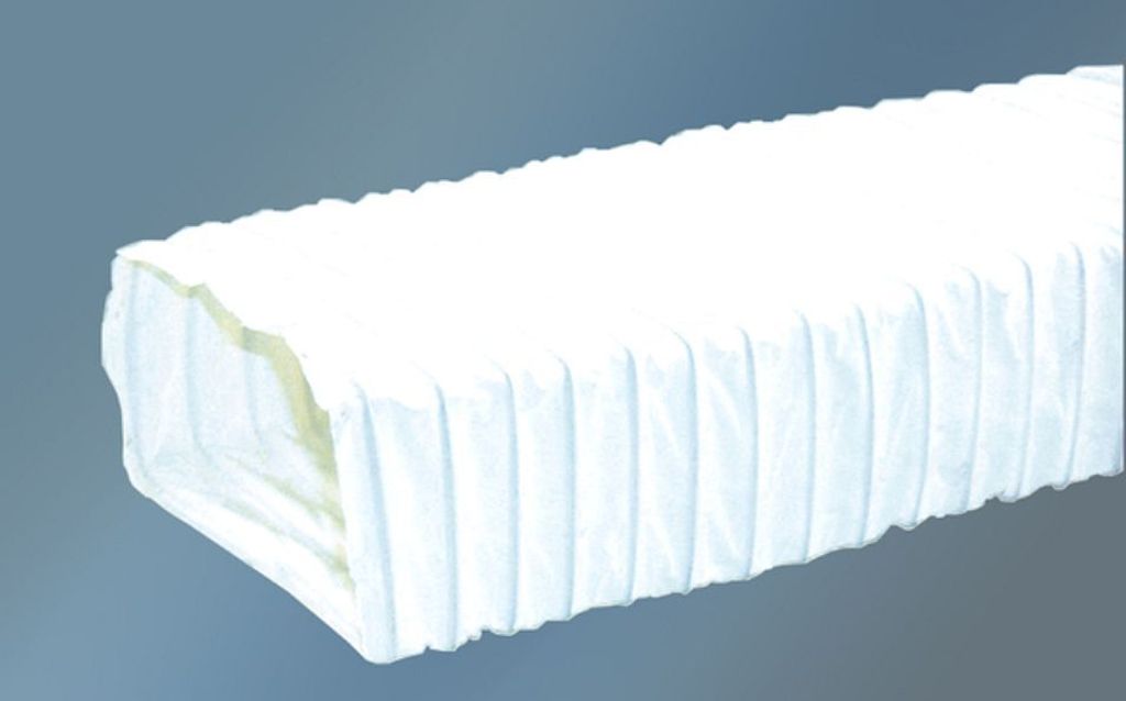 Abluftschlauch Dunstabzugshaube 150mm - Dunst-Abzugsschlauch 3m rechteckig weiß - PVC-Stahldrahtspirale flexibel