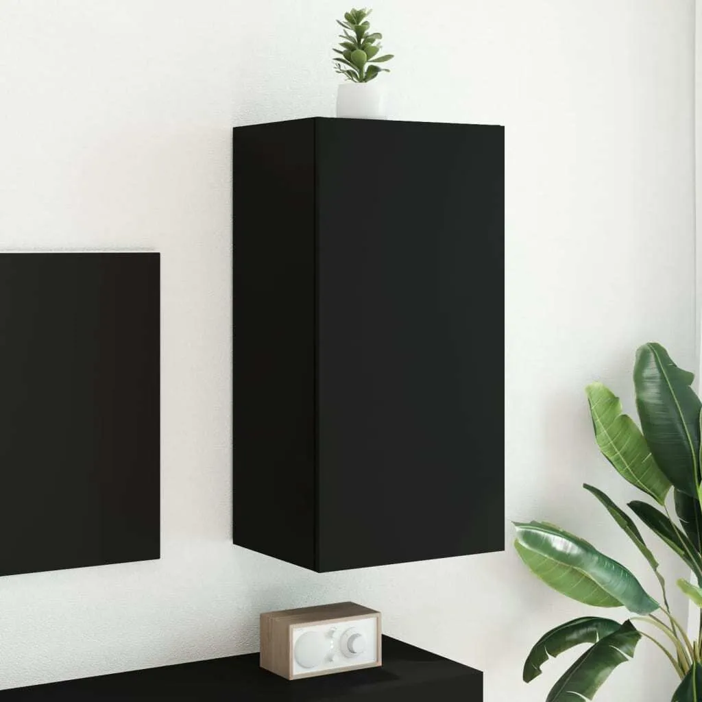 Meuble TV Noir Brillant avec Lampes LED Intégrées, Format 40,5x35x80 cm - 5