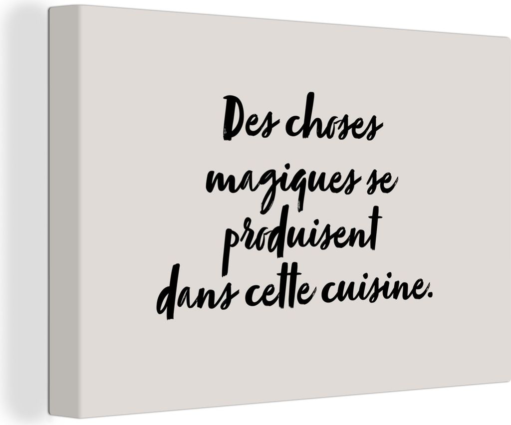 OneMillionCanvasses - Leinwandbilder - 150x100 cm, Zitate - Sprichwörter - Des choses magiques se produisent dans cette cuisine - Kochen, Wandbi...
