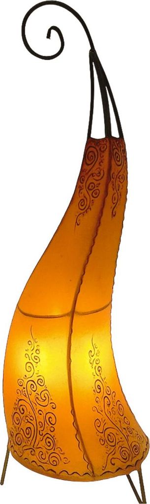 Orientalische Stehlampe Daya Orange 70cm Lederlampe Hennalampe Lampe | Marokkanische Große Stehlampen aus Metall, Lampenschirm aus Leder | Orienta...