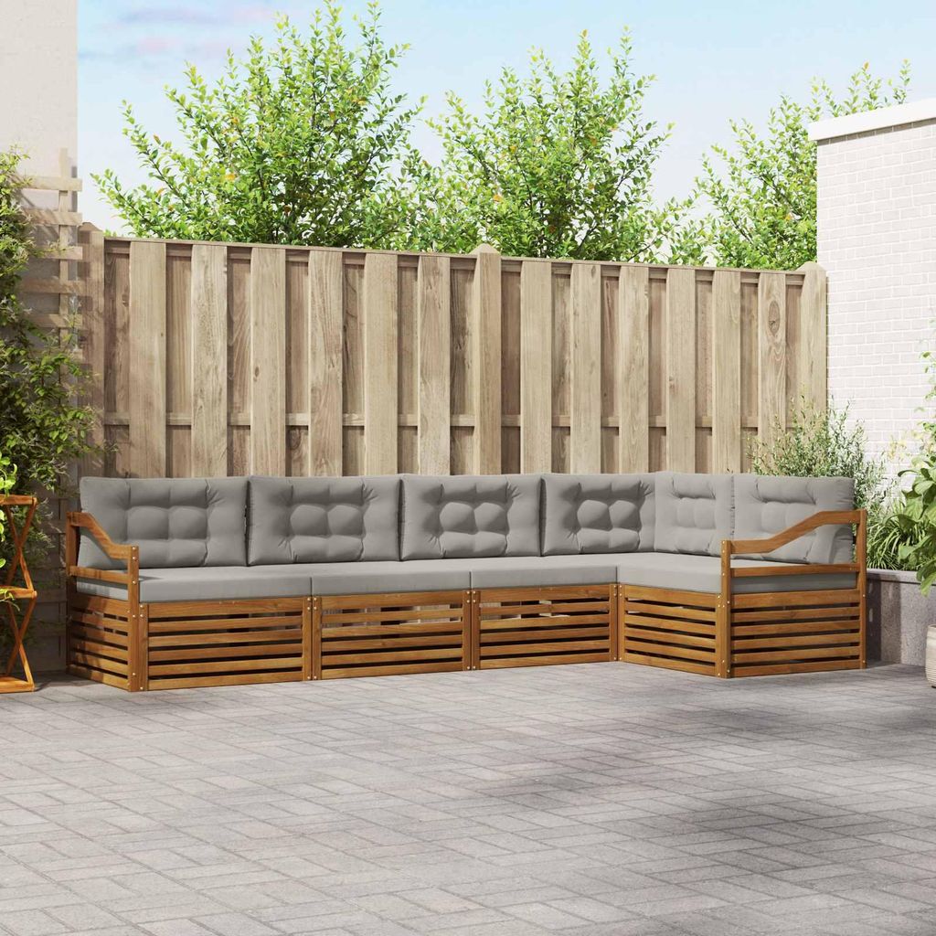 "Summerschlussverkauf"Outdoor-Sofagarnitur - CLORIS - Balkonmöbe/Sitzgruppe - mit Kissen 16 pcs - Moderne Design - Natürlich und Hellgrau - Garte...