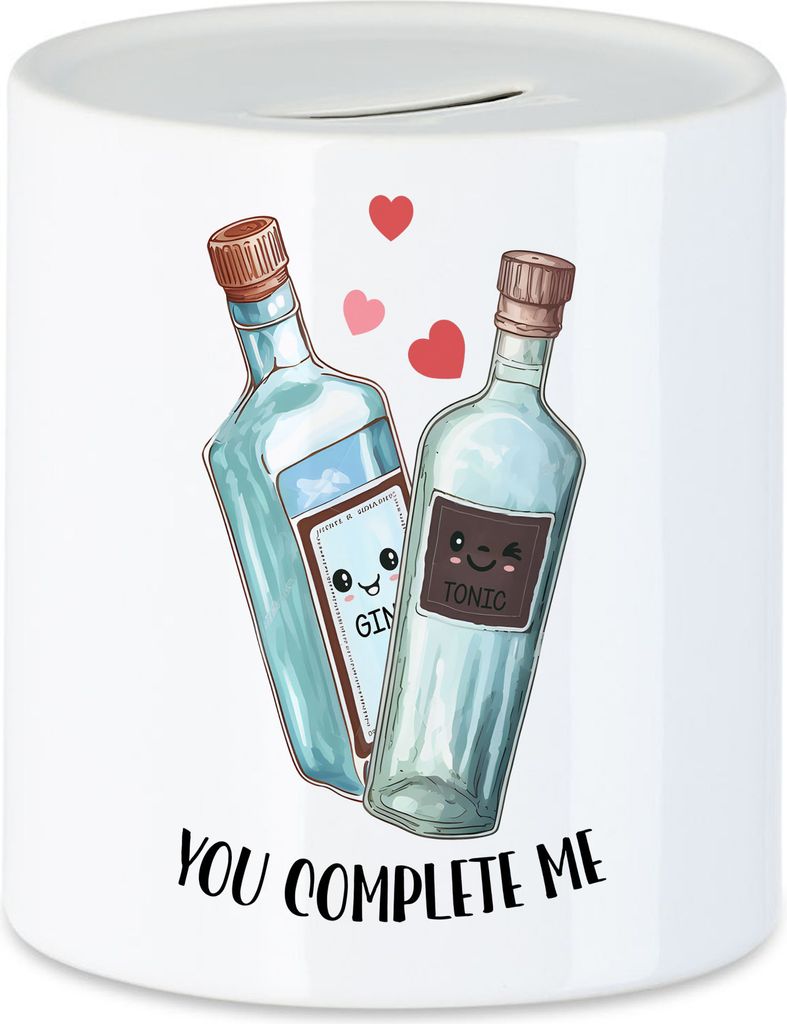 You Complete Me Spardose Gin Tonic Valentinstag Freundin Freund Süß Geschenkidee Paar Liebe