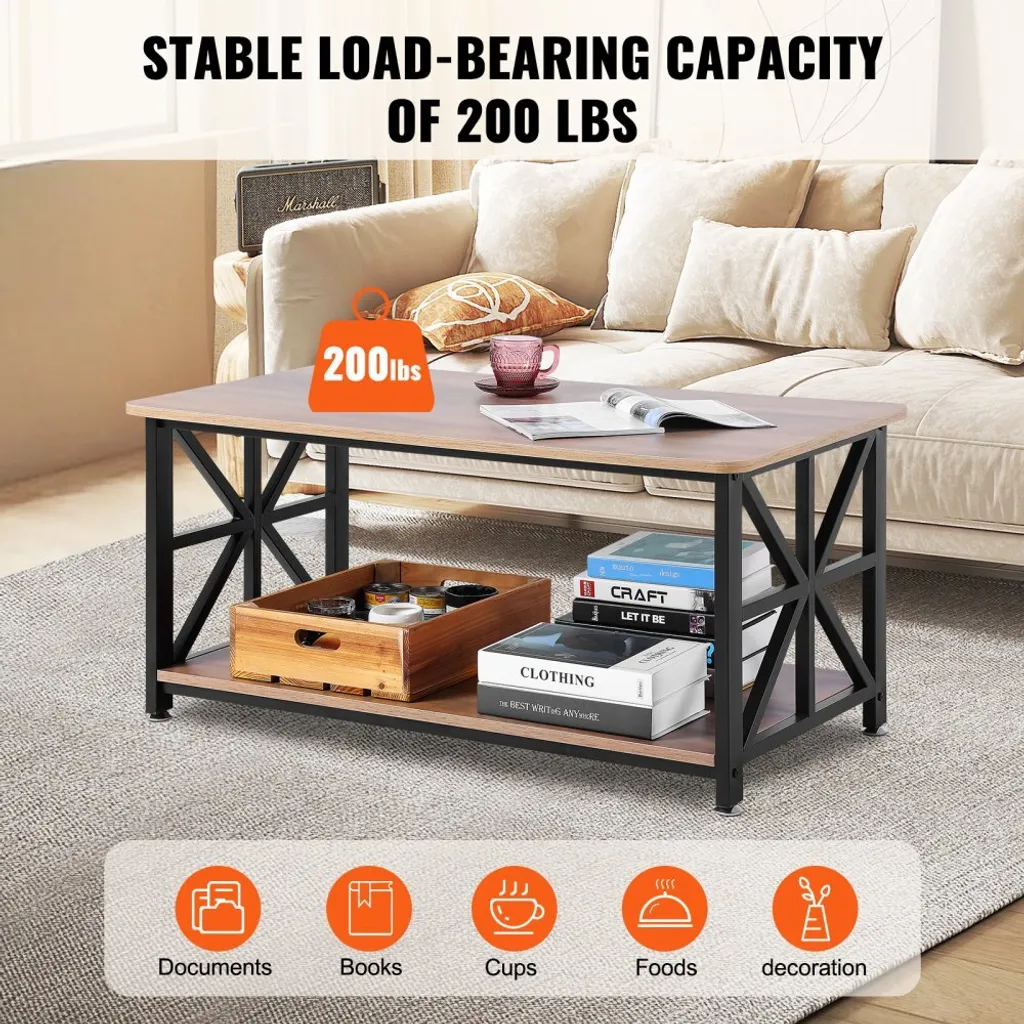 Table basse rectangulaire avec rangement ouvert - Modèle Elégance Loft - 5