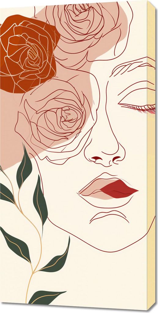 Bild 50x100cm Beige und Gesicht