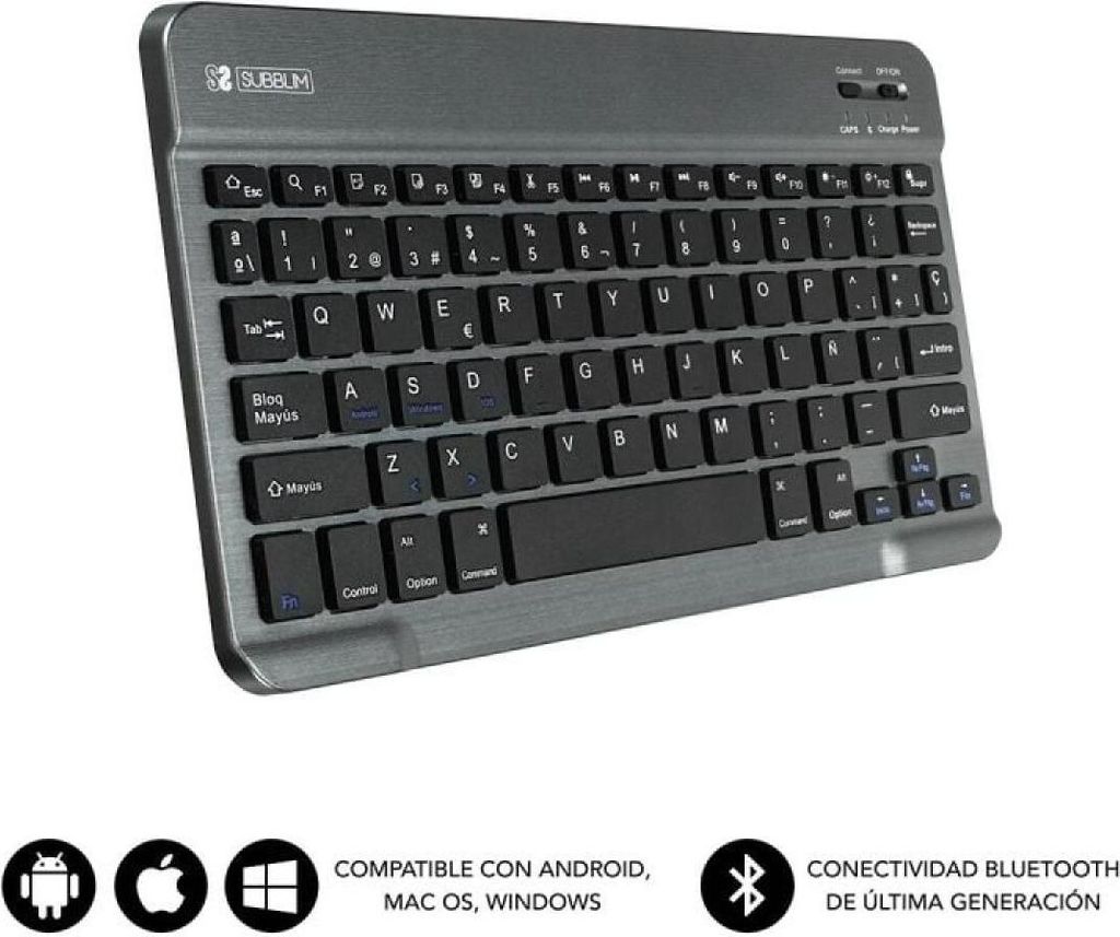 Subblim Smart Compact Kabellose Bluetooth-Tastatur / Grau Produktbild 