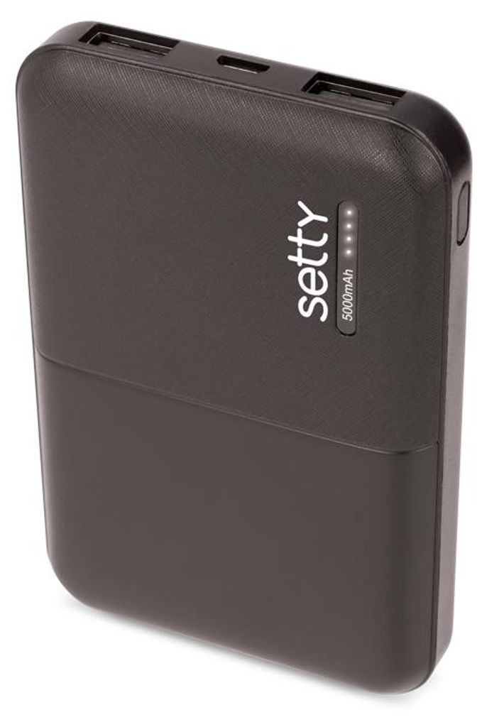 Setty 5000 mAh Powerbank Schwarz zum Laden von Handys, Produktbild 