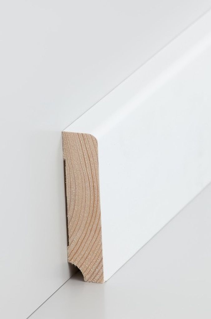Sockelleiste weiß Kiefer 19 x 80 Lackiert RAL 9016 Fußleiste