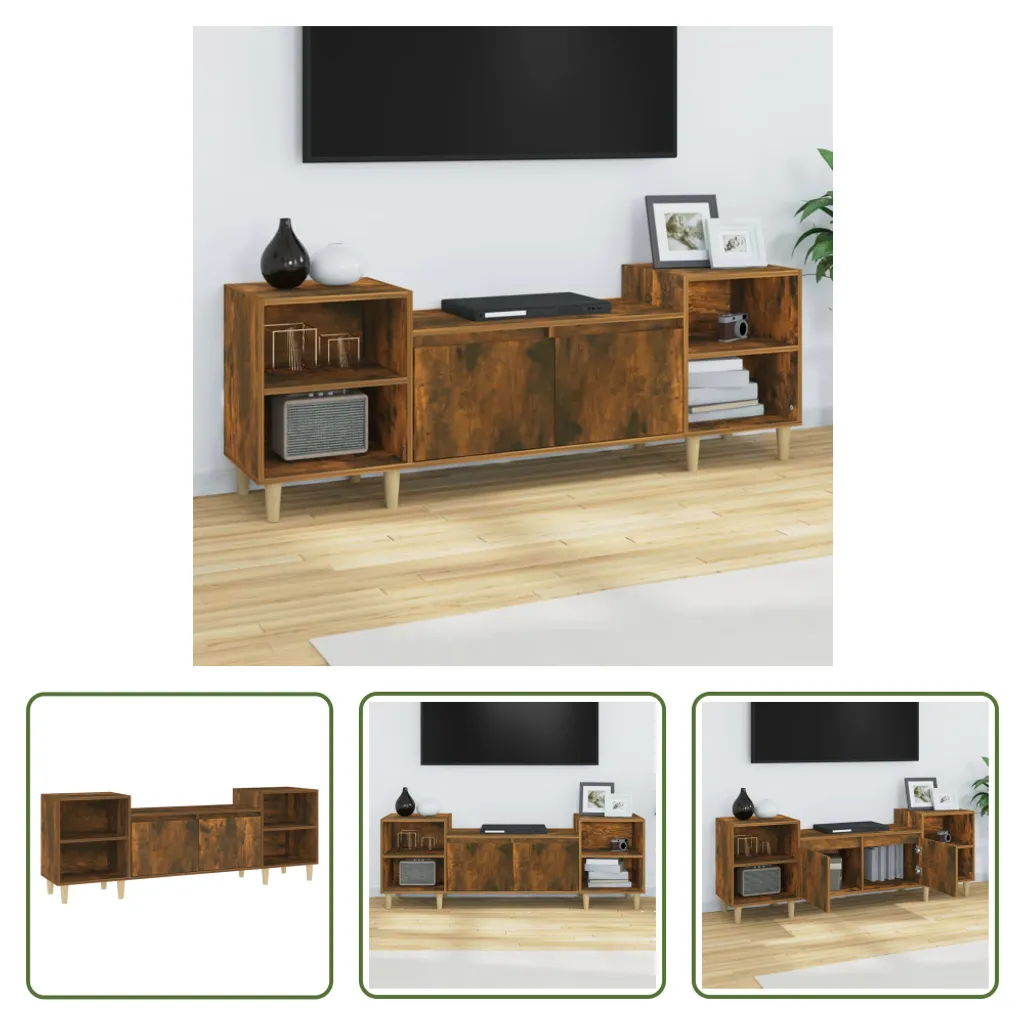 The Living Store Mobile TV in rovere fumé 160x35x55 cm Materiale in legno - 9