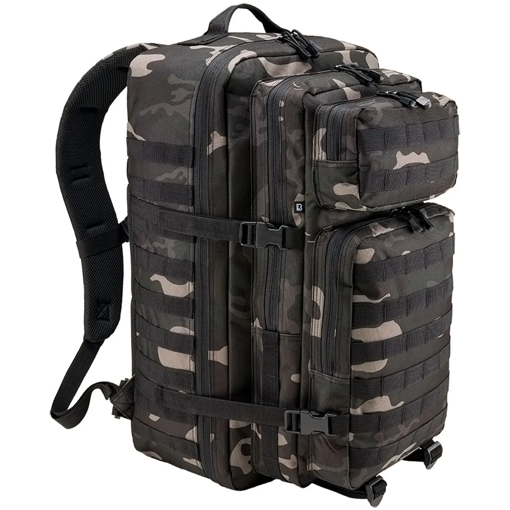 Sac Brandit US Cooper Medium robuste camouflage foncé avec patchs