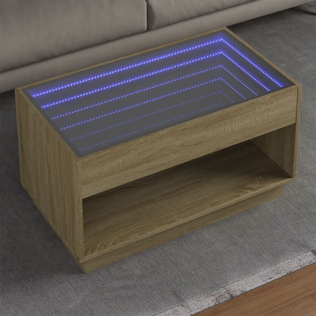 Maison Exclusive - Couchtisch mit Infinity-LED Sonoma-Eiche 90x50x50 cm