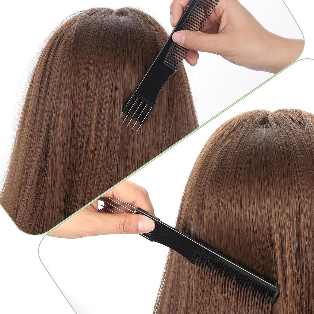 Toupeerkam 3 Stück schwarz Steelkam Kammerwerkzeug für den Friseursalon von Frauen - Friseurskam mit doppeltem Kopf - Vorkam Haarkamm für Friseu...