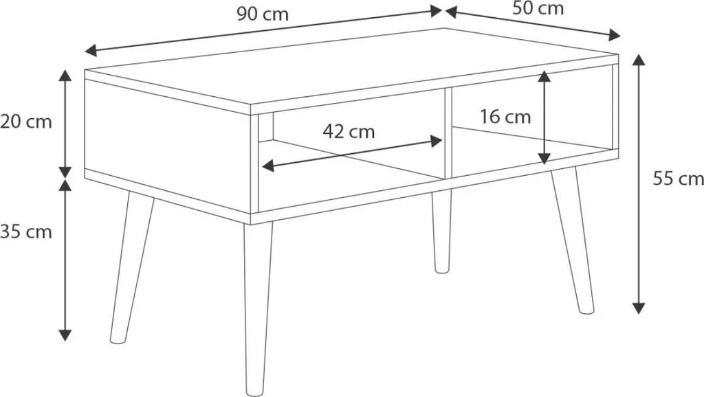 Table basse scandinave Sandi rectangulaire bois et blanc mat