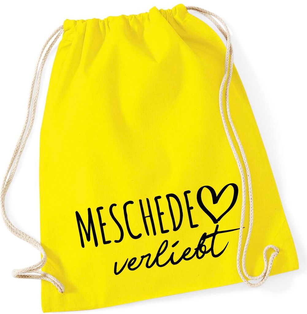Huuraa Turnbeutel Meschede verliebt 12 Liter Yellow Baumwolle Rucksack Geschenkidee