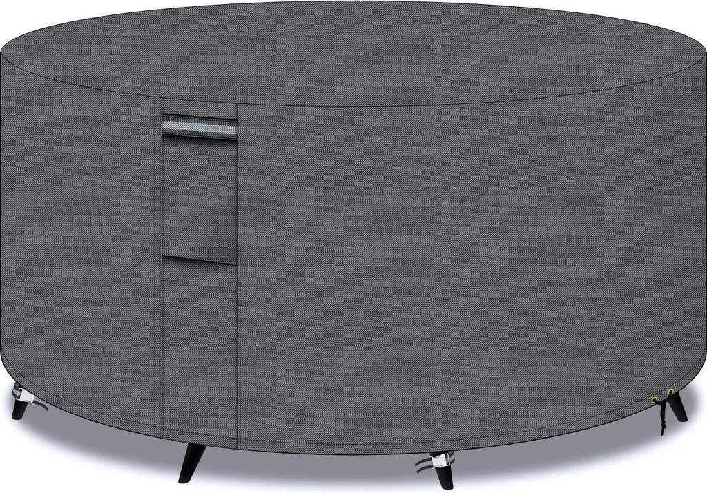 Housse de table ronde 200x80cm en tissu Oxford 600D imperméable grise