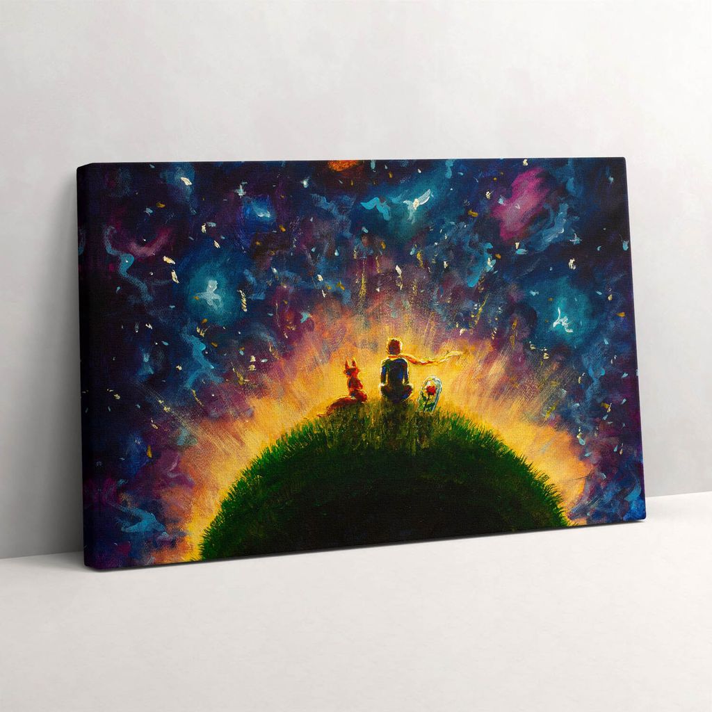Abstrakte Illustration Der kleine Prinz – Leinwandbild Wandbild – 60x40 cm – Leinwandbilder – Wandbilder – Schlafzimmer – Flur