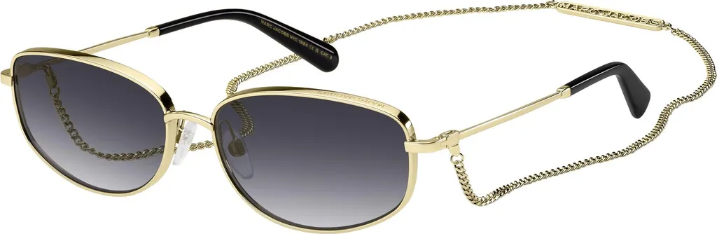 Lunettes de soleil pour femmes Marc Jacobs carrées noires et dorées 60mm