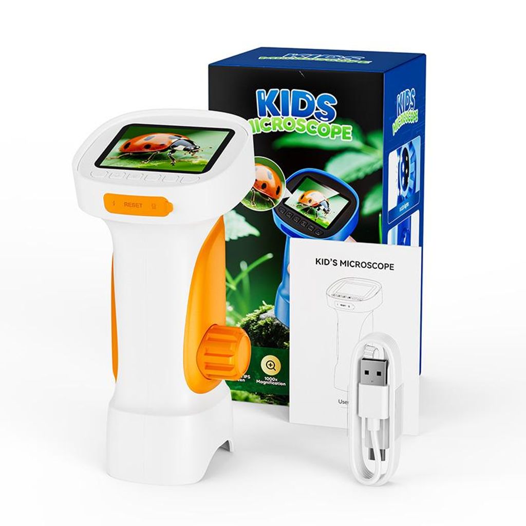 Kindermikroskop, 2.4-Zoll-IPS-Bildschirm,1000-faches digitales Handmikroskop, tragbare HD-Taschen-Mini-USB-Naturerkundungsspielzeug,Hand-Digitalkamera