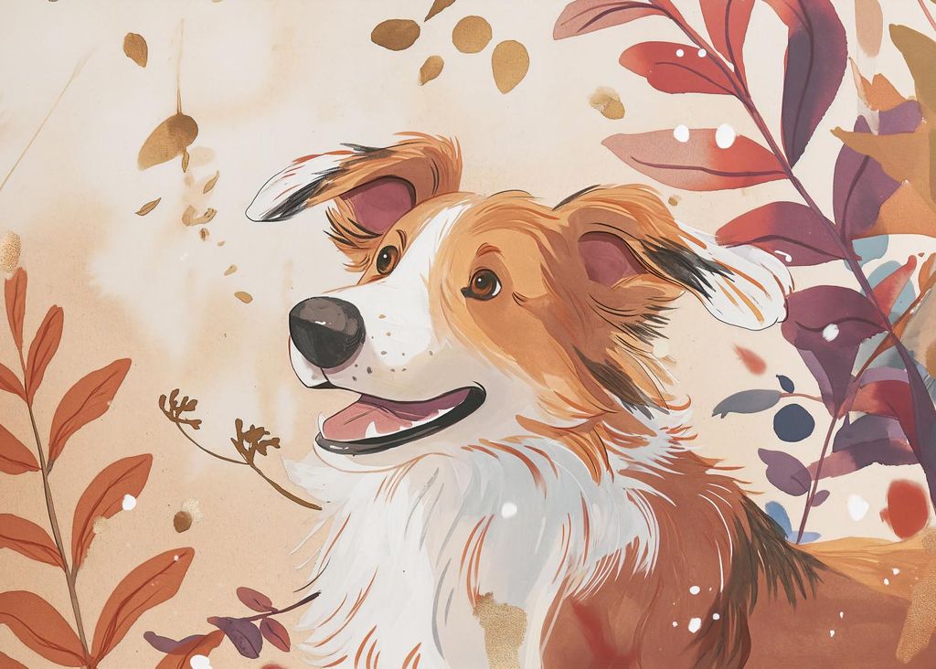 Plakat 35x25cm Collie im Herbst
