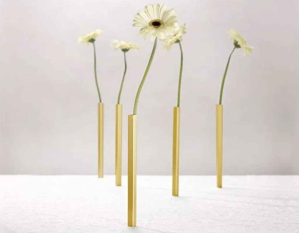 Vase Magnétique Doré Florera - Lot de 5 Soliflores Fins pour Décoration