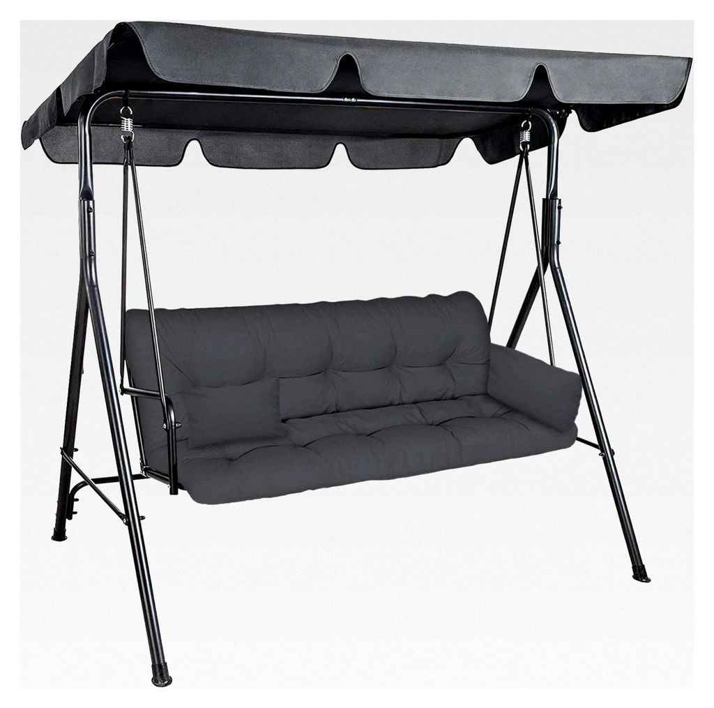 Auflage für Hollywoodschaukel 150x50x50 mit 2 Kissen, Grau
