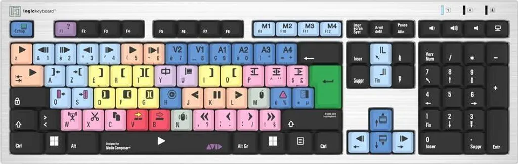 Logickeyboard LKB-MCOM4-AJPU-FR Clavier Media Composer Mac AZERTY Argent