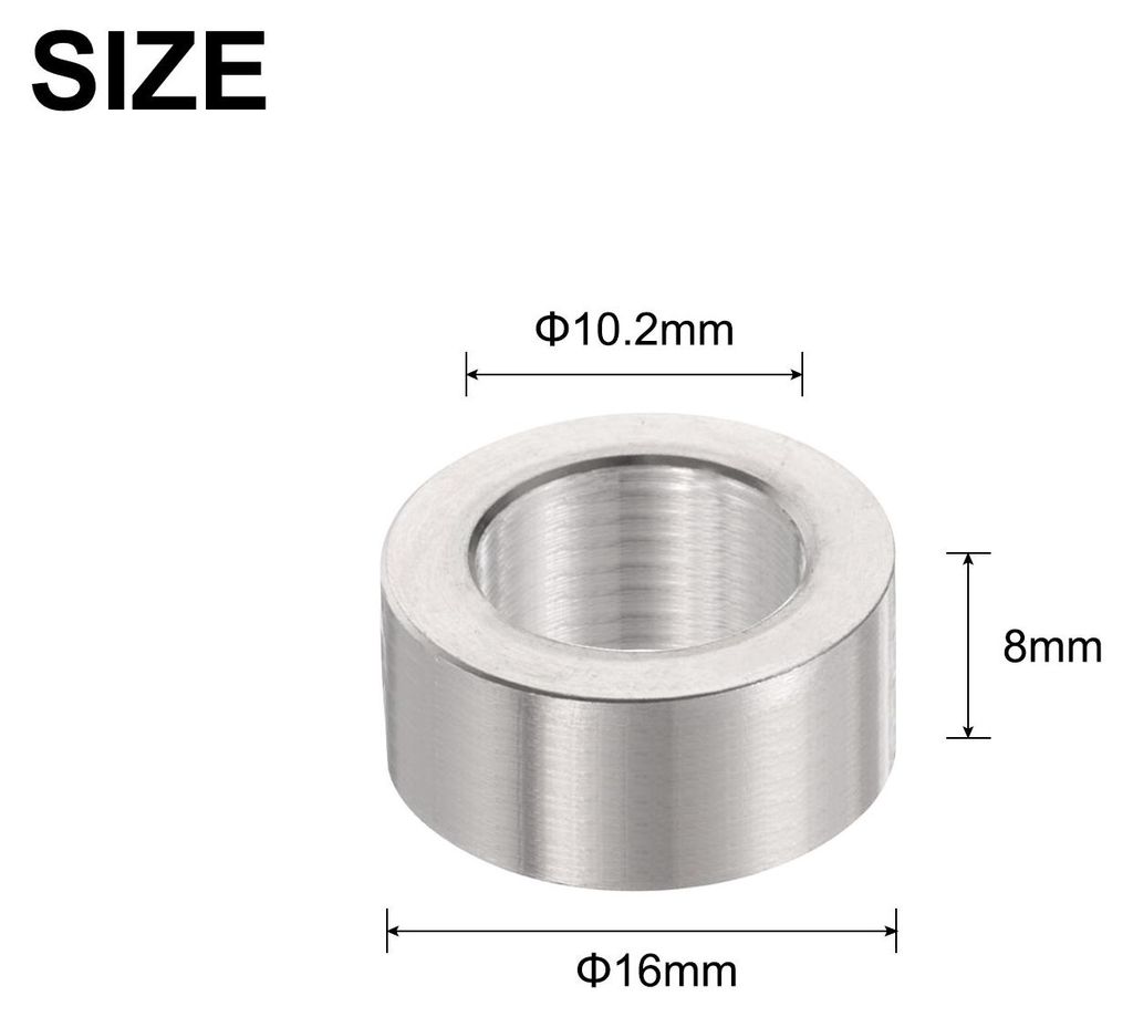 12 Stš¹ck Edelstahl-Abstandshalter 10,2 mm Bohrung x 16 mm Au?endurchmesser x 8 mm L?nge Schraubenbuchse Blanko-Finish Runder Metall-Abstandshalt...