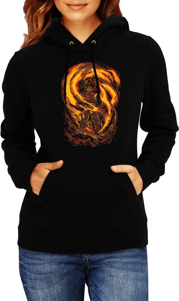 Damen Kapuzenpullover Dragon Anime Manga Ball Z Goku Power Red, Lady L / Schwarz
