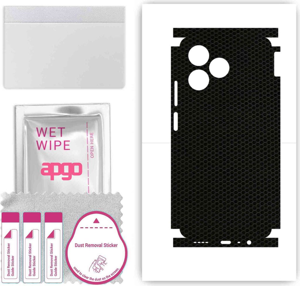 apgo Rückseite + Seiten Schutzfolie, Skin, kompatibel mit Realme C51, Hinten Displayschutzfolie aus Vinylfolie, kratzfest, einfache Montage - Matrix