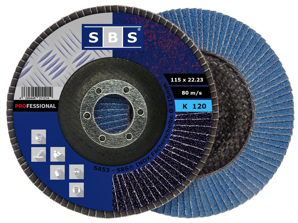 1 INOX Fächerscheiben blau Ø 125 mm Korn 80 Schleifscheibe Winkelschleifer 