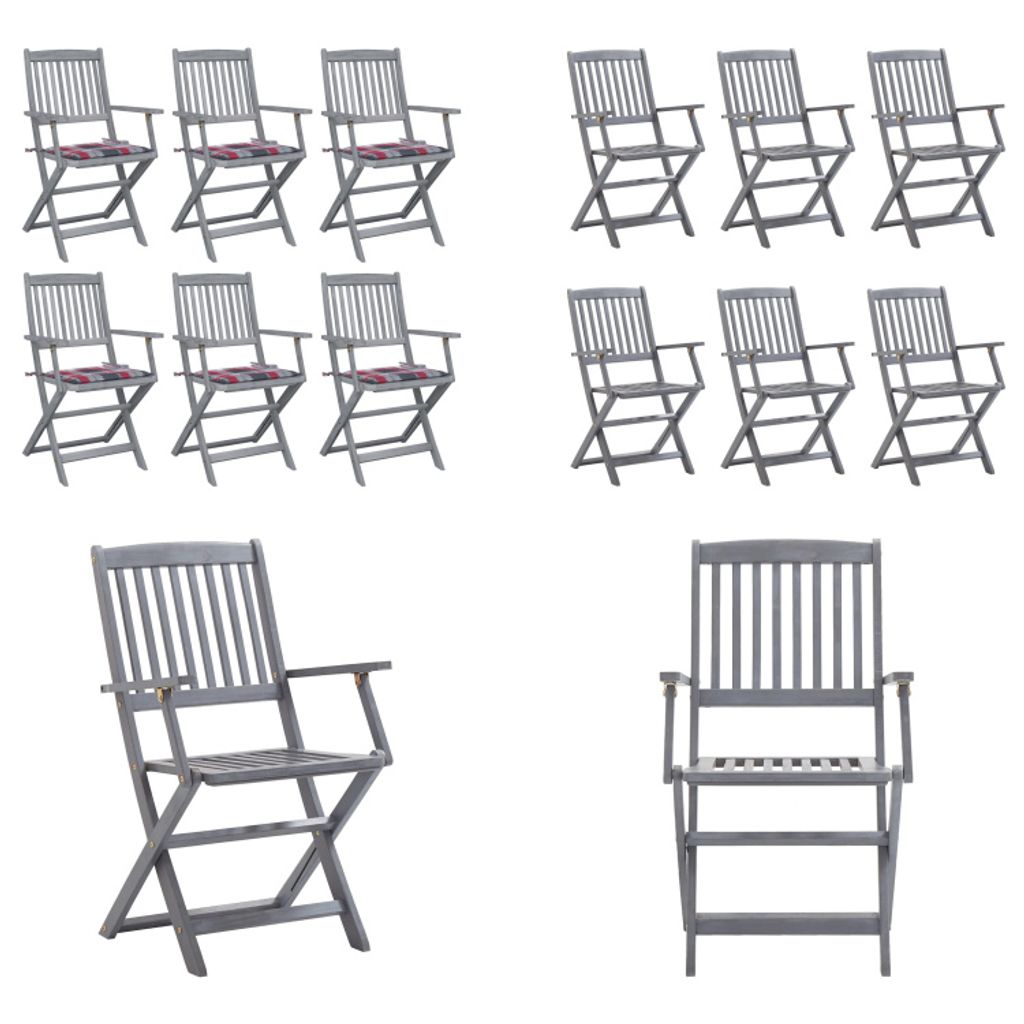 vidaXL Klappbare Gartenstühle 6 Stk. mit Kissen Massivholz Akazie - Gartenstuhl - Gartenstühle - Holz Gartenstuhl - Holz Gartenstühle