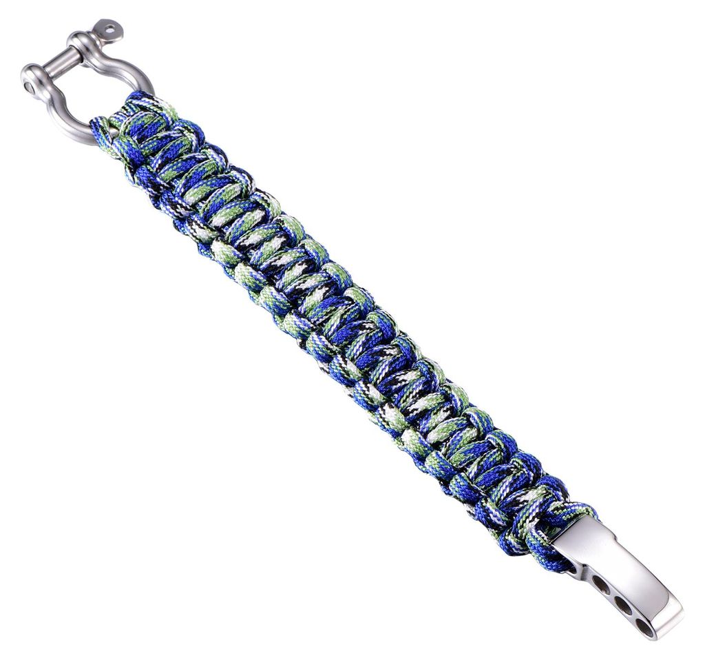 DonDon Herren Survivalarmband Paracord Outdoor Armband geflochten blau-hellgrün