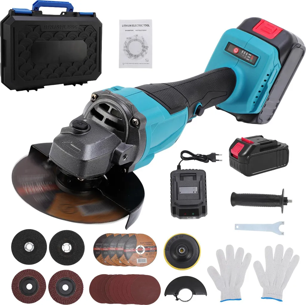 Meuleuse électrique 125 mm 21V Brushless avec batteries et disques
