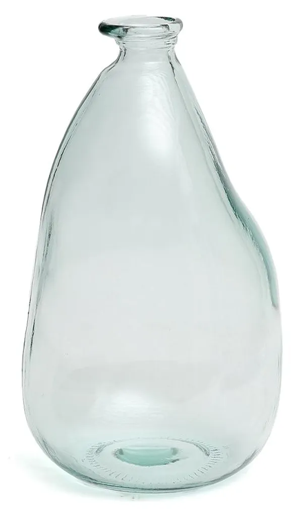 Vase bleu en verre recyclé 36cm - Finition artisanale et écologique