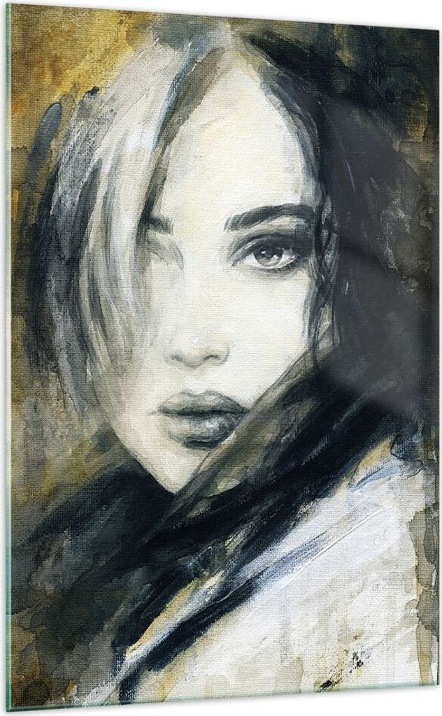 Bilder auf glas - Einteilig - Frau Gesicht Lippen - 70x100cm - Glasbilder - Wandbilder - Bilder - zum Aufhängen bereit - Wanddekoration aus Glas -...