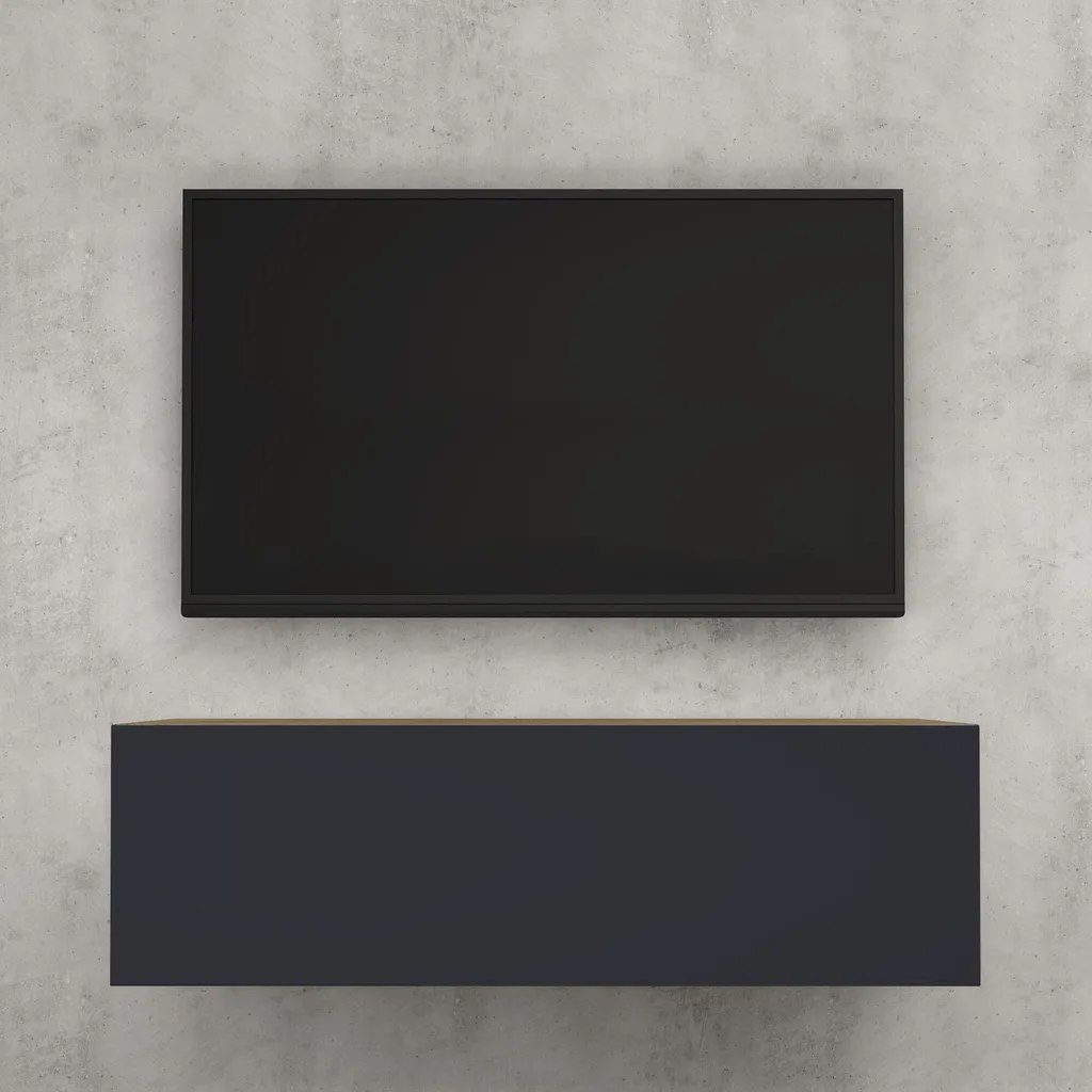 Mobile TV 100cm doporro Sospeso Antracite e Legno | Design Salotto