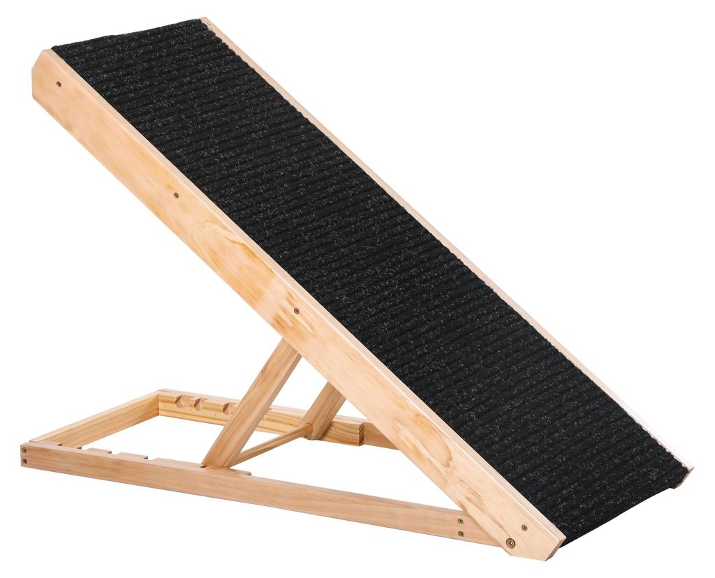 Hunderampe fš¹r Bett und Couch Faltbar Haustierrampe mit 4 Einstellbare H?he von 26 bis 61 cm. Anti-Rutsch-Pad 90 cm Hundetreppe fš¹r gro?en Hu...