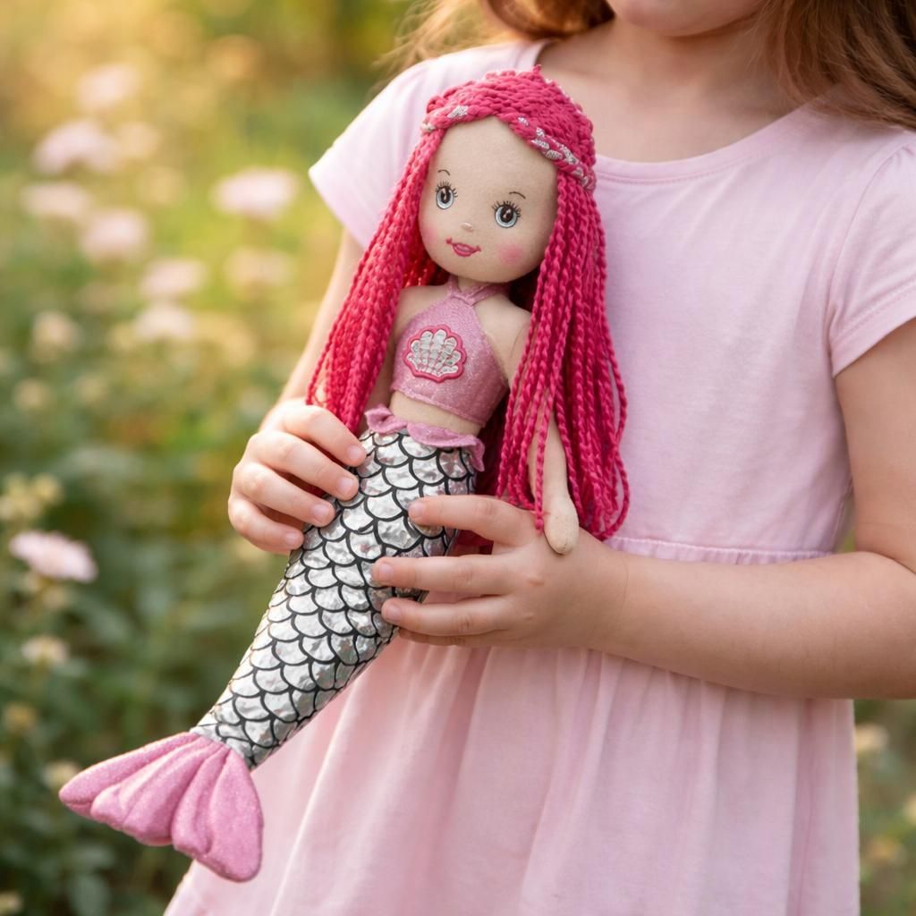 Sweety Toys 13333 Stoffpuppe Softpuppe Meerjungfrau Plüschtier Prinzessin 45 cm pink