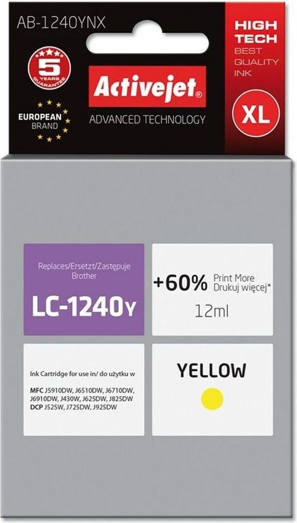 Activejet AB-1240YNX Tintenpatrone für Brother-Drucker; Produktbild 