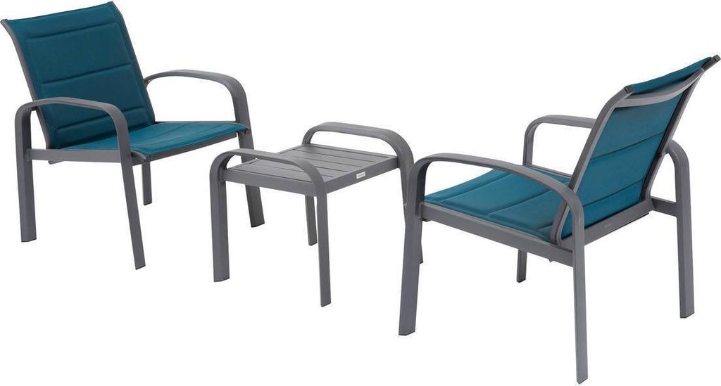Duo-gartenmöbel "elyn" entenblau & graphit 2-sitzer aus aluminium - Hespéride