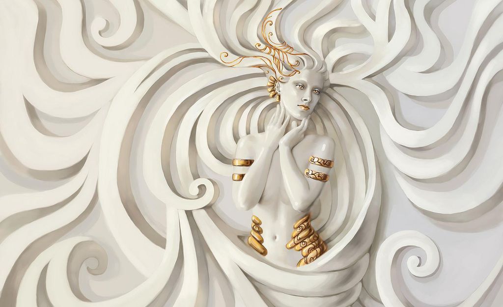 Fototapete Vlies 10232V4 Frau auf Weißem Relief 2-tlg. 254 x 184 cm