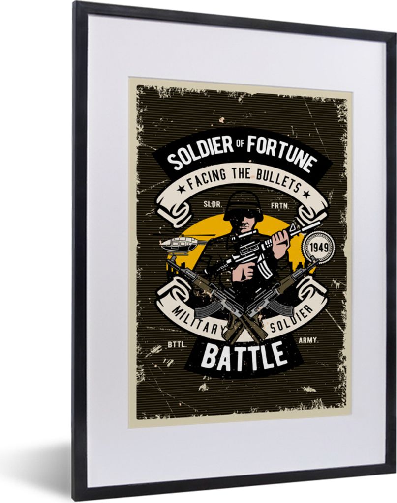 MuchoWow MuchoWow Gerahmtes Poster Jahrgang - Gewehr - Armee 30x40 cm - Poster mit zchwarzem Bilderrahmen - Wandposter Schlafzimmer