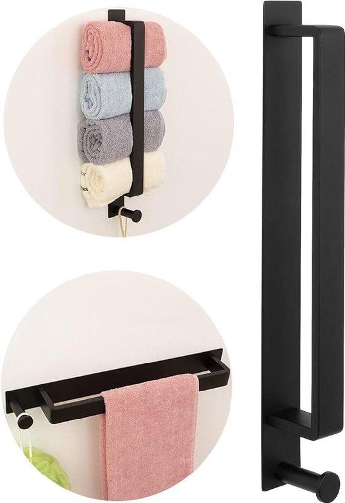 Magnetischer Handtuchhalter ohne Bohren, matt schwarz, 415 cm, selbstklebend, Wandmontage, für Badezimmer, Küche, Waschbecken, Extra