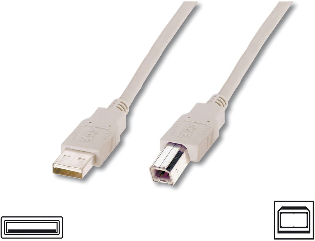 DIGITUS USB 2.0 Anschlusskabel USB-A - USB-B Stecker 1,0 m