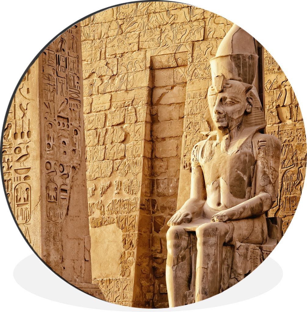 MuchoWow Aluminium Wandkreis Ägypten - Statue - Pharao Ø 60 cm Wanddeko Modern Wohnzimmer - Wand Kreis - Wandbild - Schlafzimmer - Aluminium Bi...