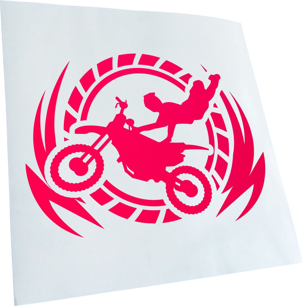 Kiwistar - Autoaufkleber - Motocross Stunt - Neonpink - 60x43cm - Aufkleber für Auto, Laptop, Fahrrad, LKW, Motorrad mehrfarbig JDM Decal Racing
