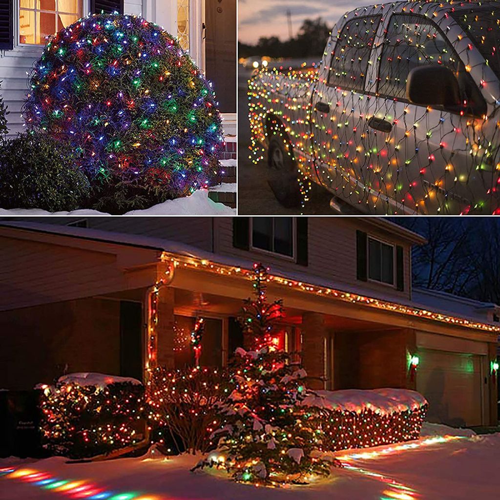 1.5X1.5m LED Solar Lichternetz Bunt 8 Lichtmodi