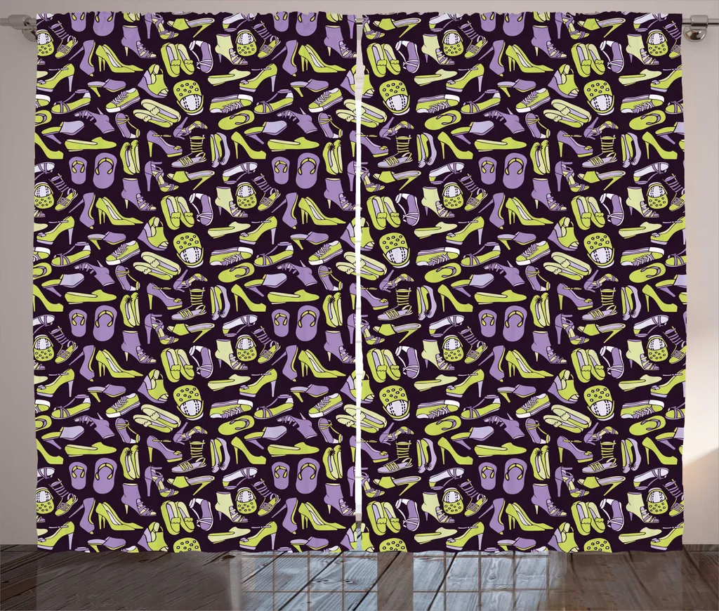 Rideau ABAKUHAUS Mode Rustique Art Chaussures 280x225cm Vert Violet