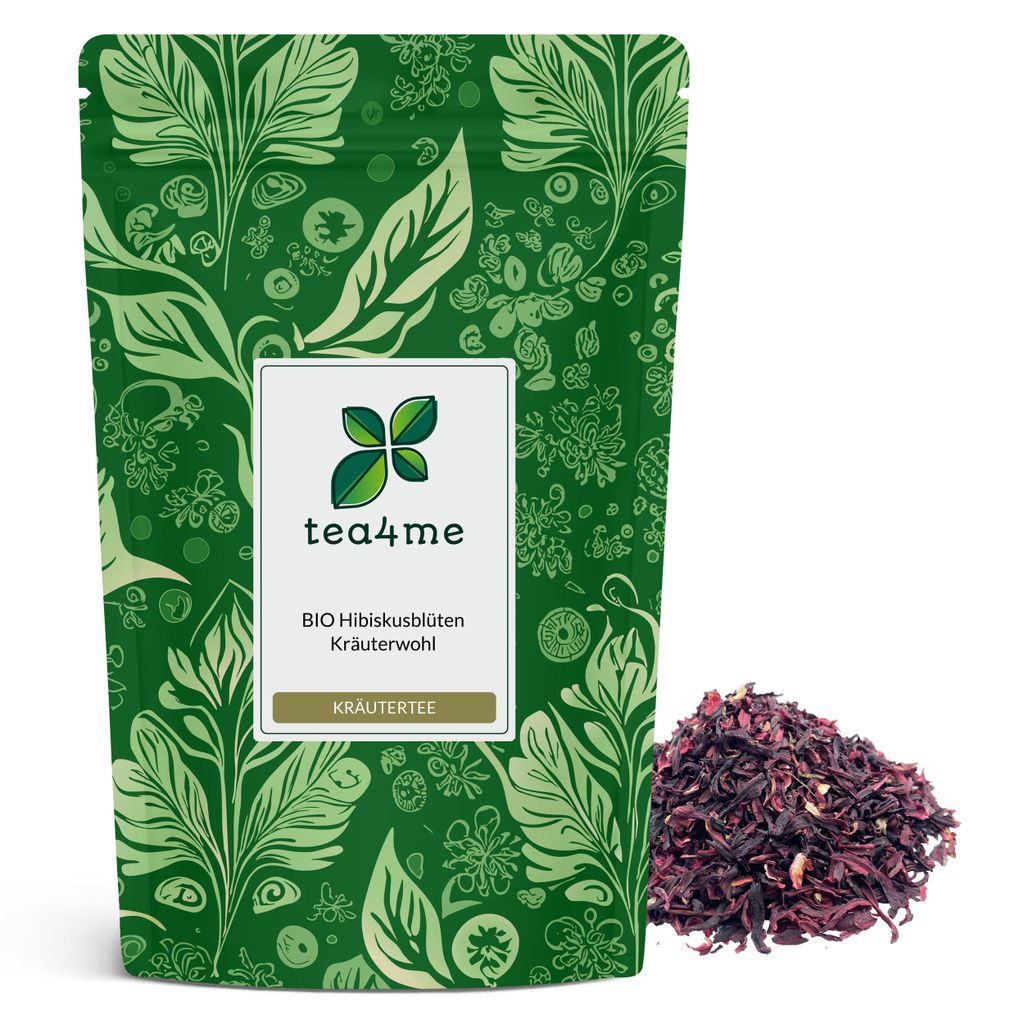 tea4me BIO Hibiskusblüten Kräuterwohl Blüten geschnitten für Hibiskustee